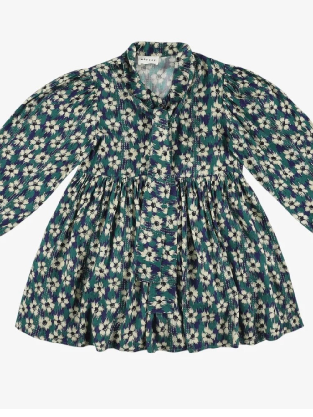 NWT MORLEY Girls' Green & Navy Floral Long-Sleeve Top